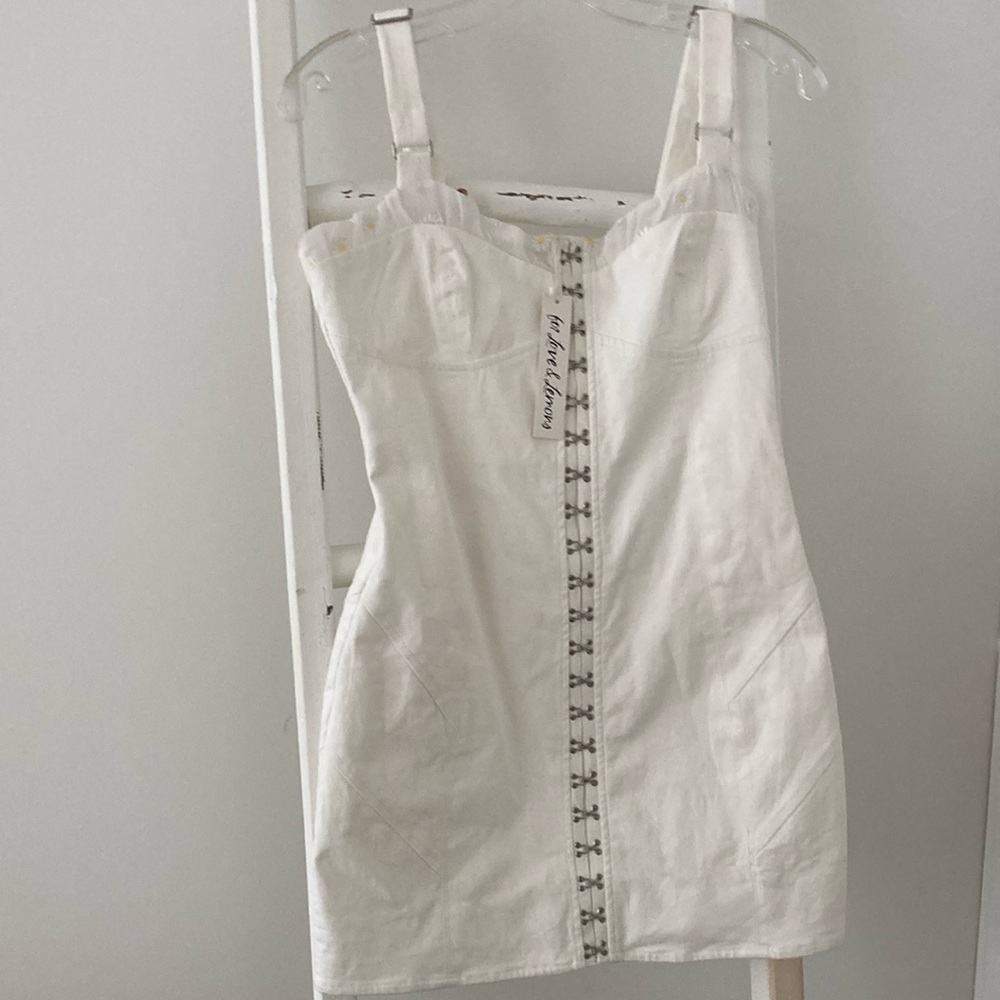 For Love And Lemons Monika Hook Front White Bodycon Mini Dress